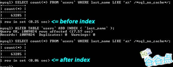 mysql 优化之4：select查询中为搜索字段建索引