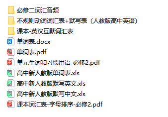 人教版高中英语必修二词汇表默写表以及音频